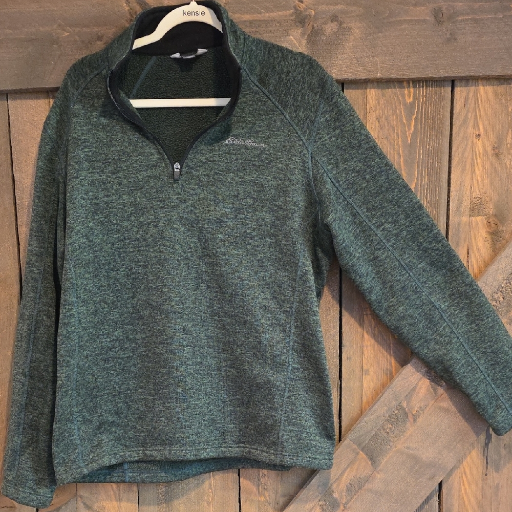 Eddie BauerMen's Heathered Green Zip-Up Sweater